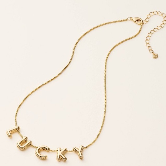 Kate Spade Gold Necklace with 'Lucky' Pendant -NWT - Picture 2 of 3